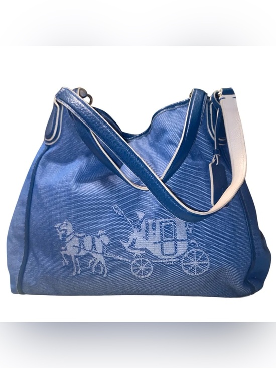 Coach Handbags - Coach Blue Canvas Horse & Carriage Shoulder Bag
123270